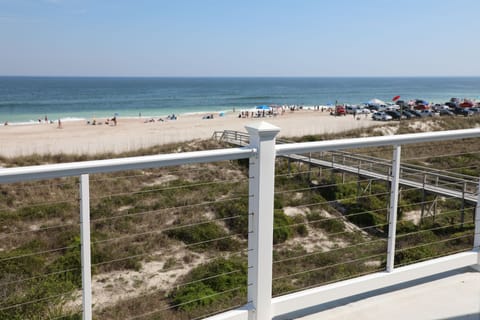 On the beach, sun loungers, beach towels