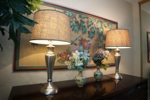 Little touches in the primary bedroom make it feel like home