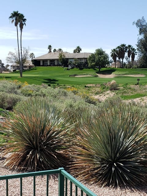 View of Superstition Golf Course 18th Green and Clubhouse