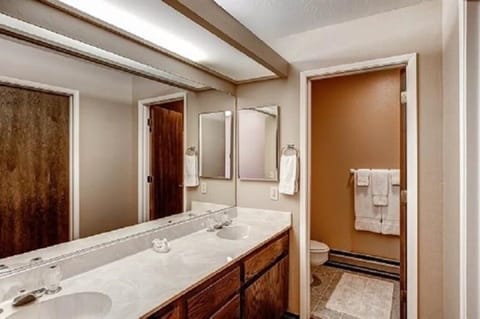 Combined shower/tub, hair dryer, towels, toilet paper