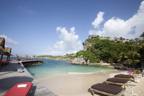 Beach nearby, sun loungers