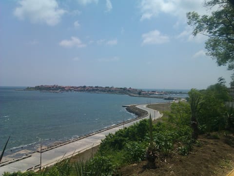 Beach nearby, sun loungers