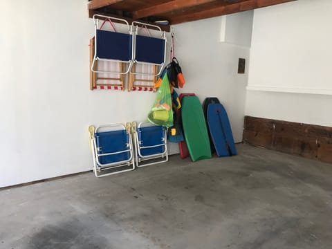 Beach chairs and boogie boards, flippers and sand toys for your enjoyment. 