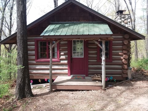 Front of Pine Log Cabin