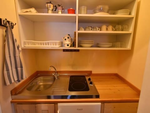 Fridge, microwave, cookware/dishes/utensils