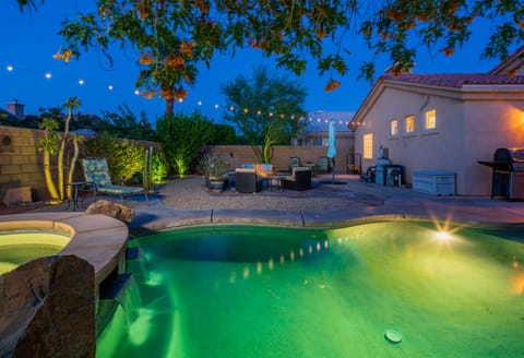 Evening backyard and pool

