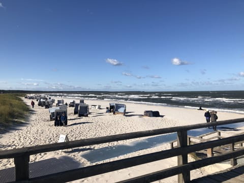 Beach nearby, sun loungers