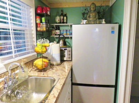 Fridge, oven, stovetop, coffee/tea maker