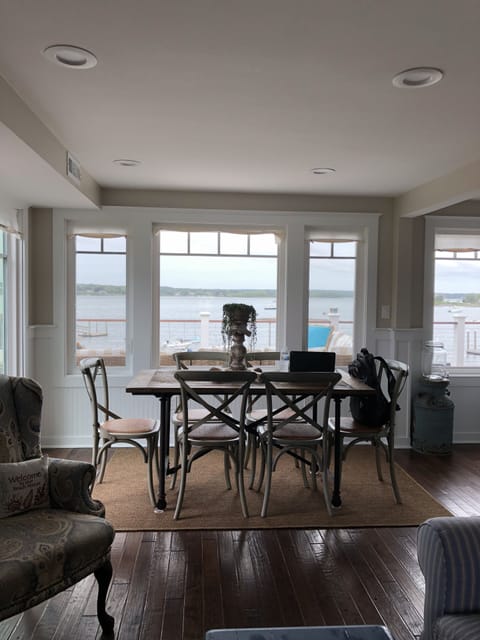 dining room table with ocean view