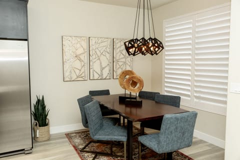 Front entrance view of kitchen dining table