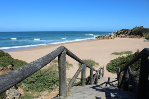 Beach nearby, sun loungers