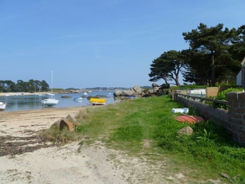 On the beach, sun loungers