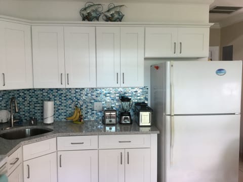 Fridge, oven, stovetop, coffee/tea maker