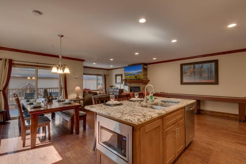 Living, kitchen, and dining area