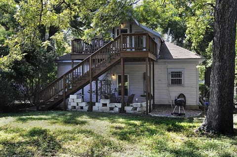 Backyard and stairs to entrance of apartment. Downstairs is also a rental.