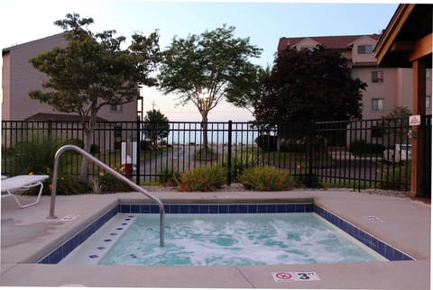 Outdoor pool, a heated pool, sun loungers