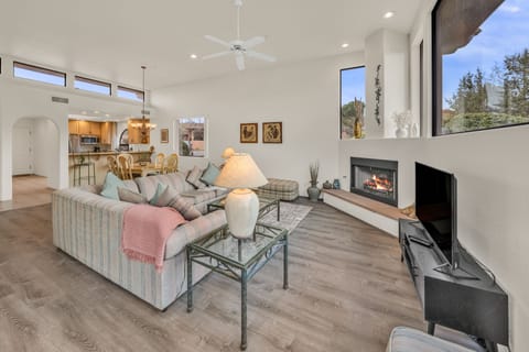 Living Room With New Smart TV And Cable