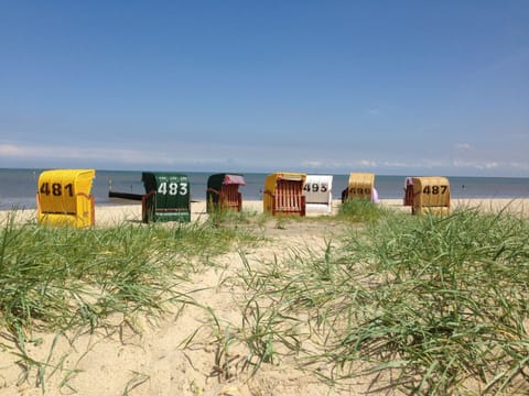 Beach nearby, sun loungers