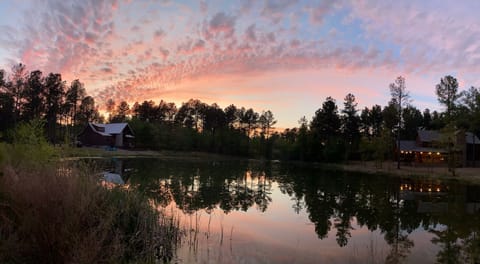Neighborhood pond for fishing at the end of the road