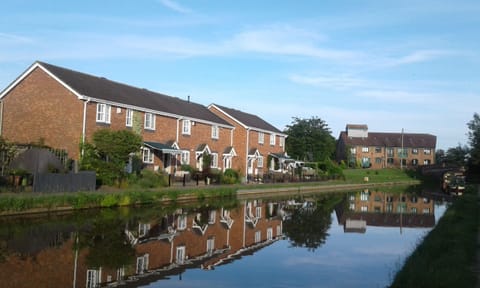 looking along the canal to the bridge which leads to town.  Walking distance