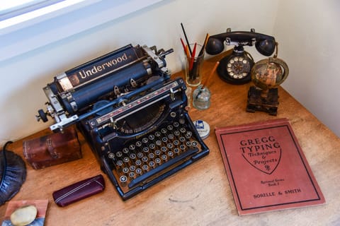 Master Bedroom Antique Typewriter and Telephone
