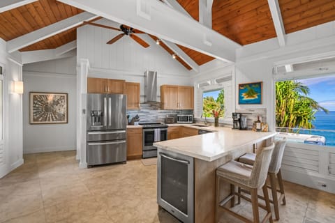 Stainless appliances and wine fridge