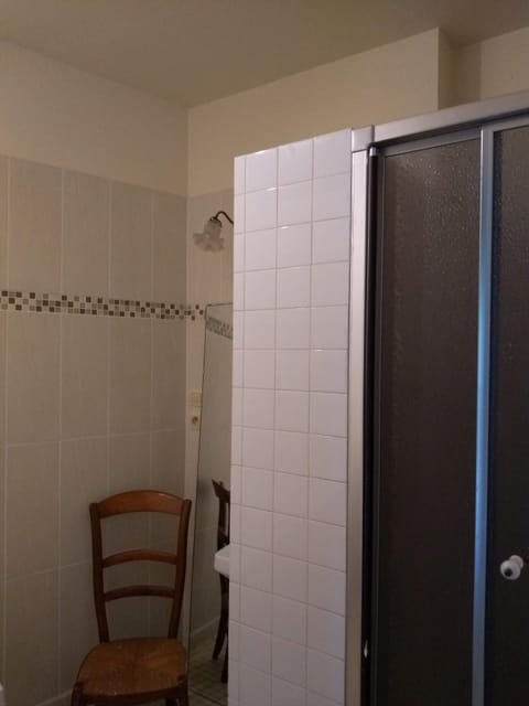 Combined shower/tub, hair dryer, towels, toilet paper