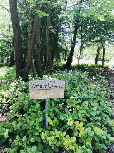 When you see this sign, parking for the cottage is on your right.