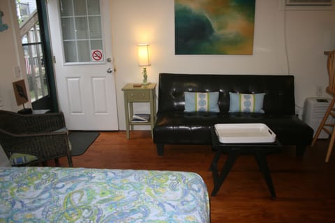 Efficiency Apartment / queen bed and sitting area.
