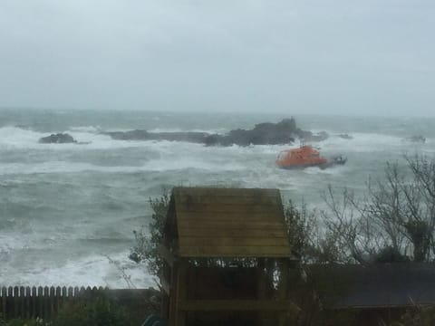 Stormy day and the lifeboat passes by