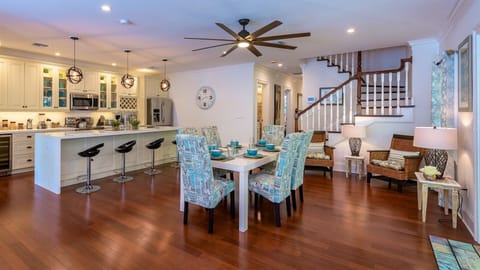 The indoor dining table seats six comfortably...