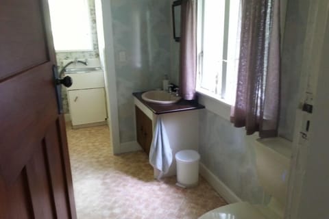 Combined shower/tub, hair dryer, towels, soap