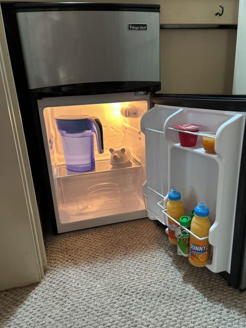 Small frig with juice, milk & butterfor our guests