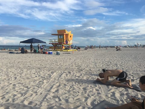 On the beach, beach towels