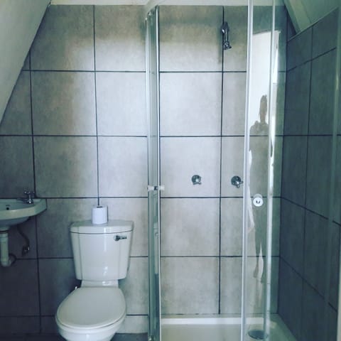 Combined shower/tub, towels