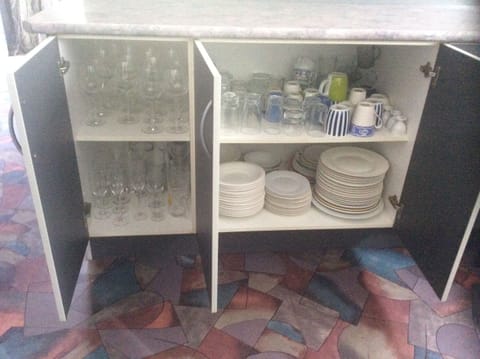 Enough cups, glasses and dishes