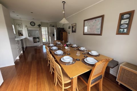 Large eat-in kitchen set up for 10 guests
