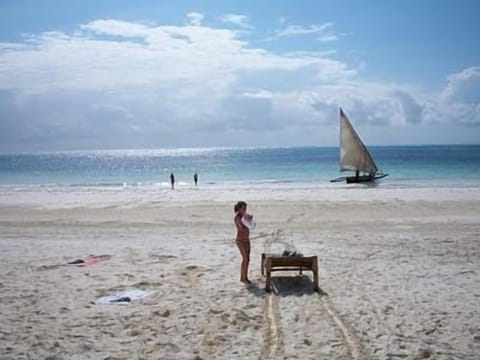 On the beach, beach towels