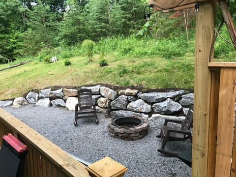 Fire pit from side deck