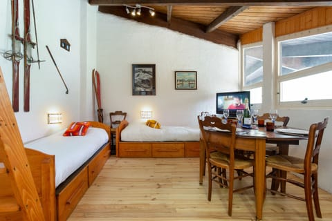 Single beds in the living space