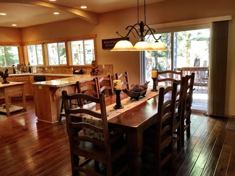 Dining table seats up to 12. Sliding door to large deck.
