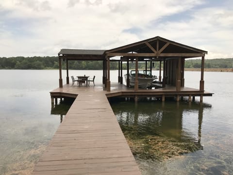Boat dock with table and chairs.  Fish right from the dock!