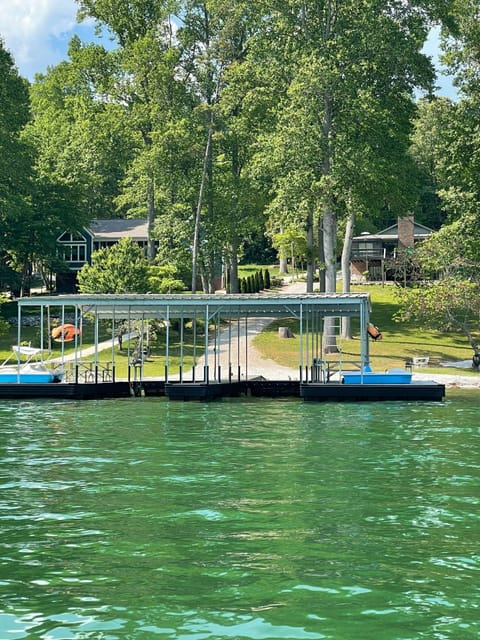 View of dock and house from water
