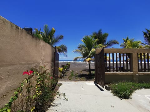 On the beach, sun loungers, beach towels