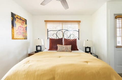 Bedroom #3 is a plush queen bed with a comfy mattress and bedding.  Tv and fan