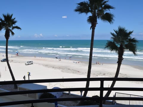 On the beach, sun loungers, beach towels