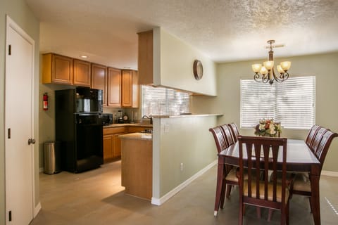 Table with seating for 8. Highchair also provided.