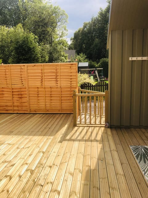 Our front garden with trampoline and slide & swing for our little guests 