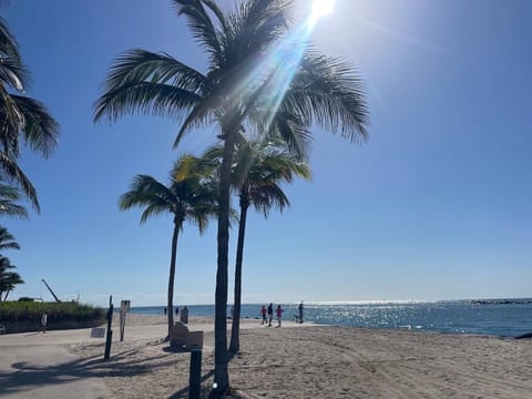 Beach nearby, sun loungers, beach towels