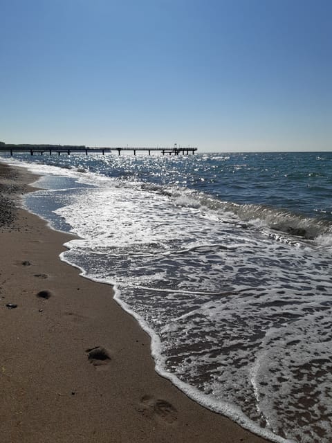 Beach nearby, sun loungers